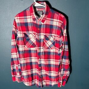 Burton Men's Red and Blue Flannel Plaid Shirt